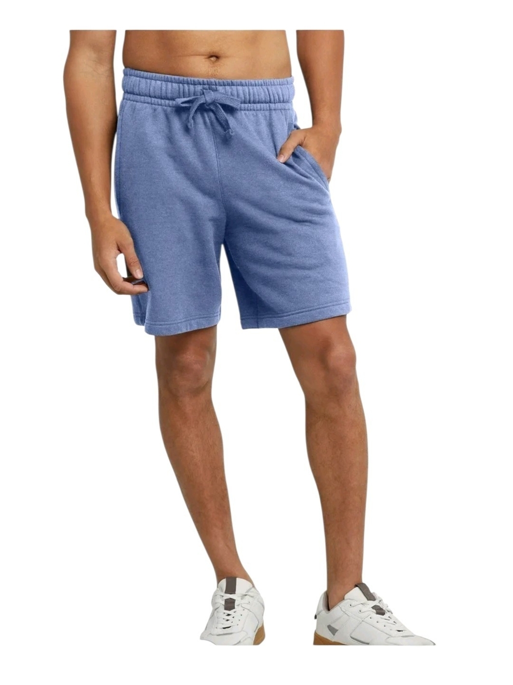 Hanes Men's Heather Blue Terry Drawstring Shorts Large